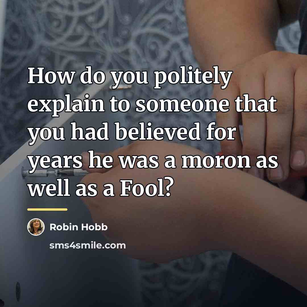 “How do you politely explain to someone that you had…” quote by Robin Hobb