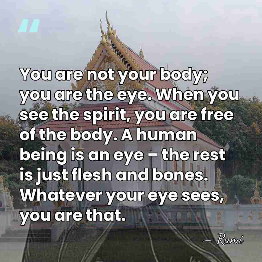You are not your body; you are the eye. When you see&hellip; - Rumi