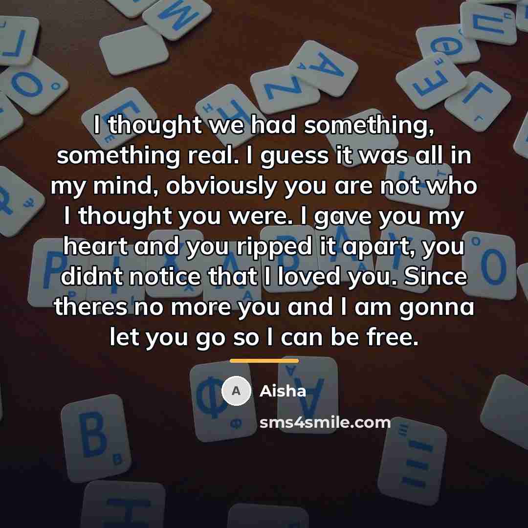“I thought we had something, something real. I guess it…” quote by Aisha