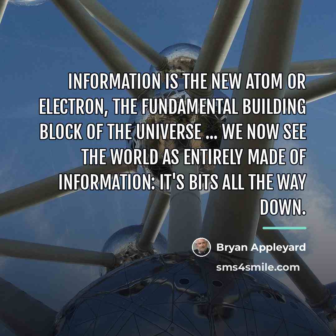 “Information is the new atom or electron, the fundamental building…” quote by Bryan Appleyard