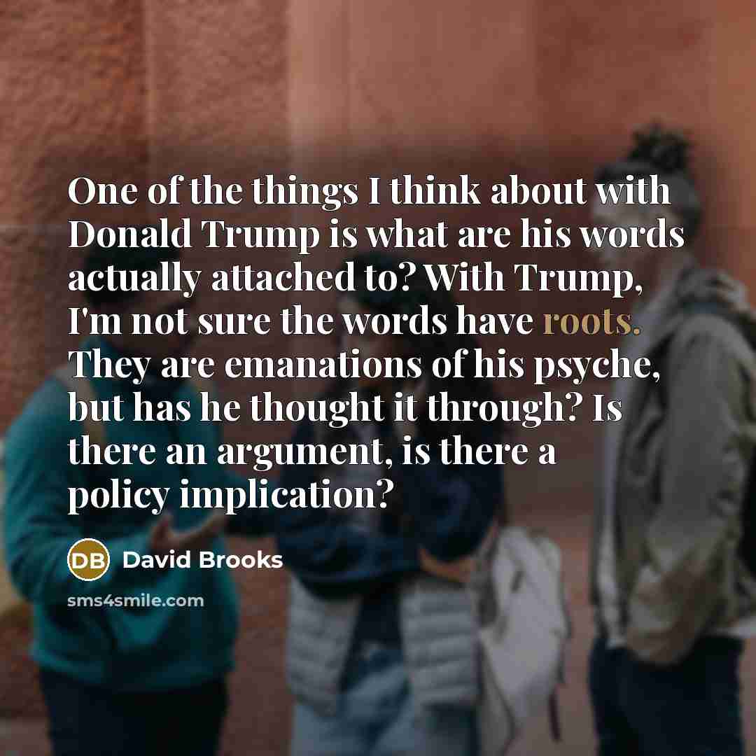 “One of the things I think about with Donald Trump…” quote by David Brooks