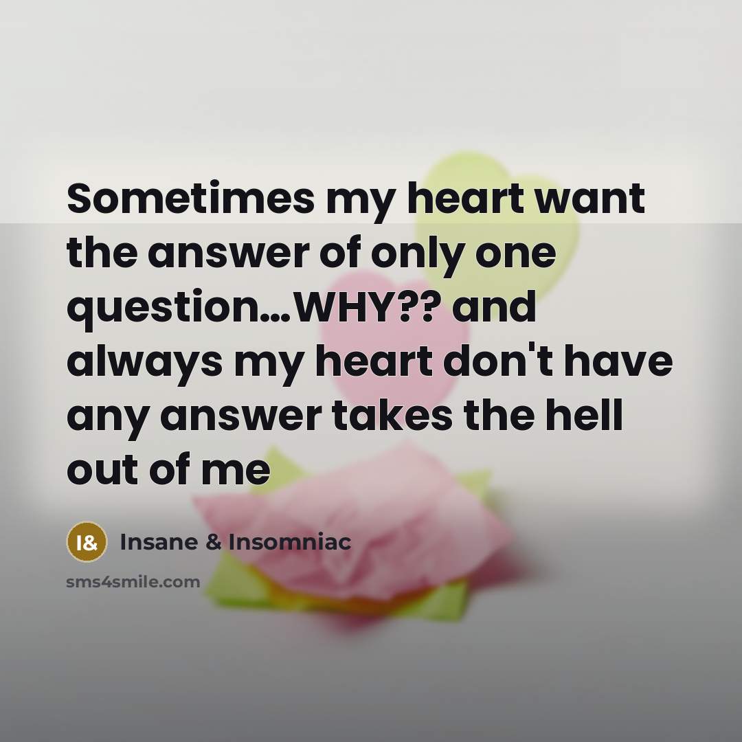 “Sometimes my heart want the answer of only one question....WHY??…” quote by Insane & Insomniac