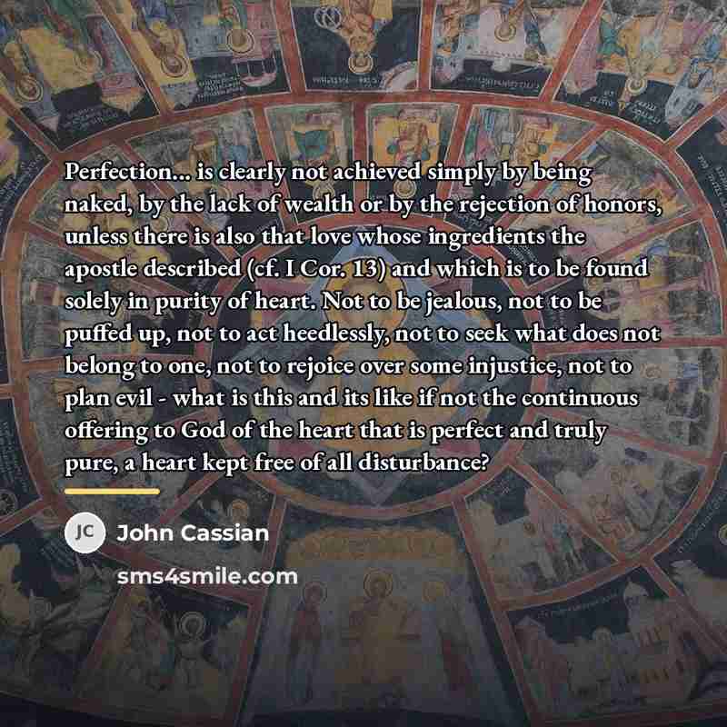 “Perfection... is clearly not achieved simply by being naked, by…” quote by John Cassian