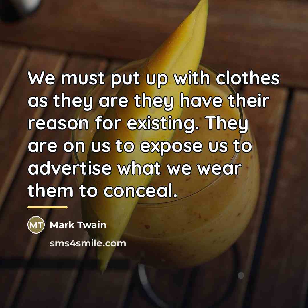 “We must put up with clothes as they are they…” quote by Mark Twain