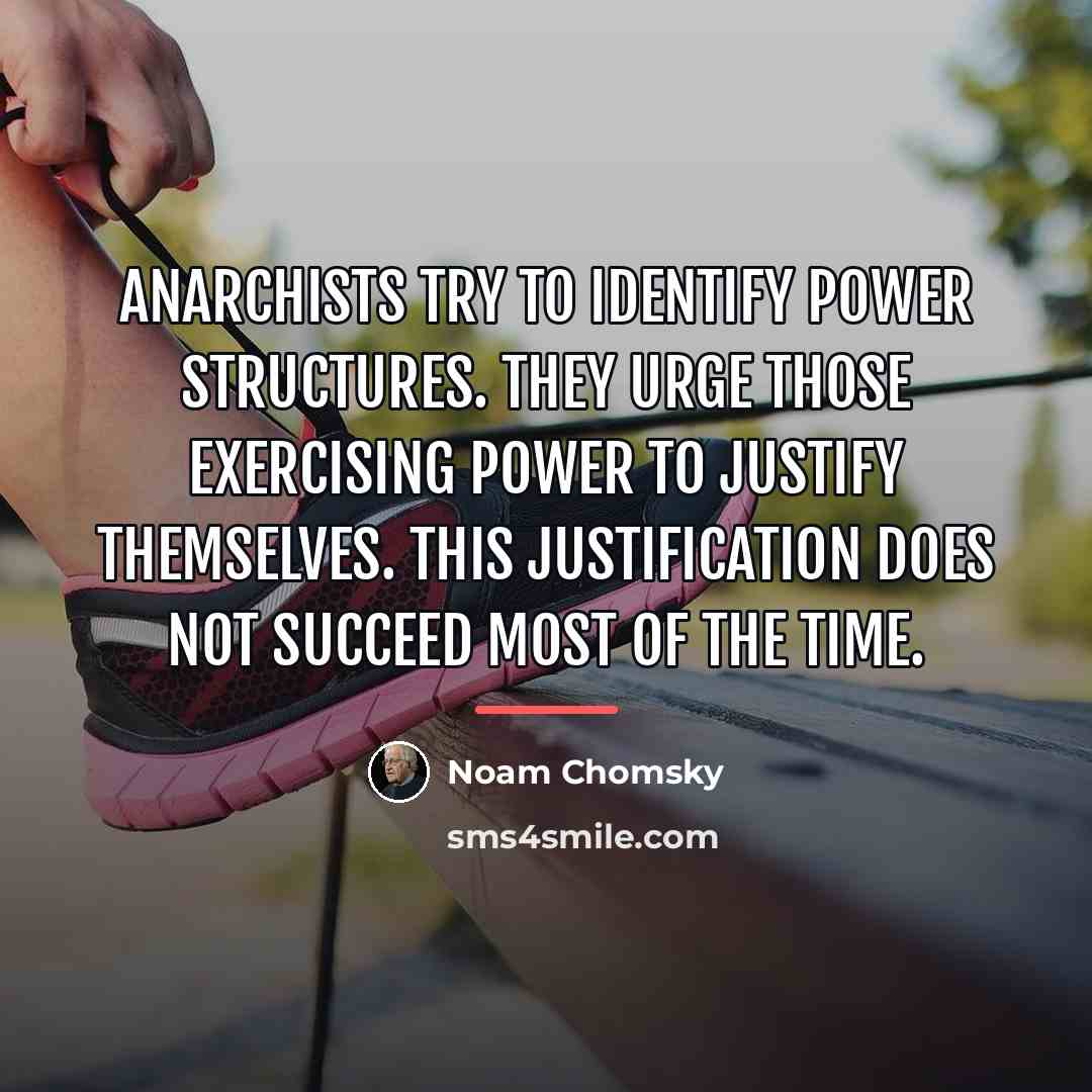 “Anarchists try to identify power structures. They urge those exercising…” quote by Noam Chomsky