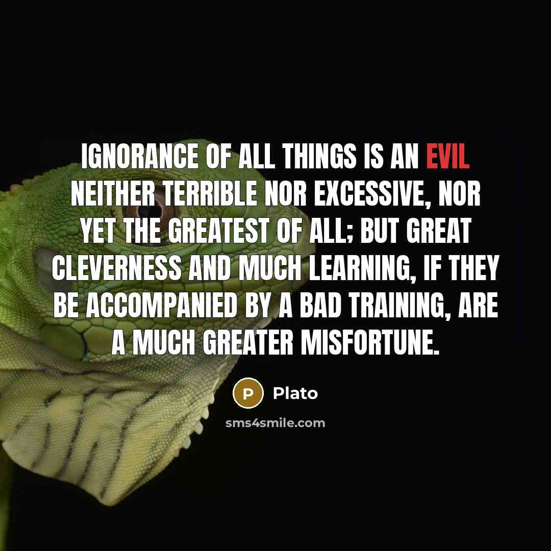 “Ignorance of all things is an evil neither terrible nor…” quote by Plato
