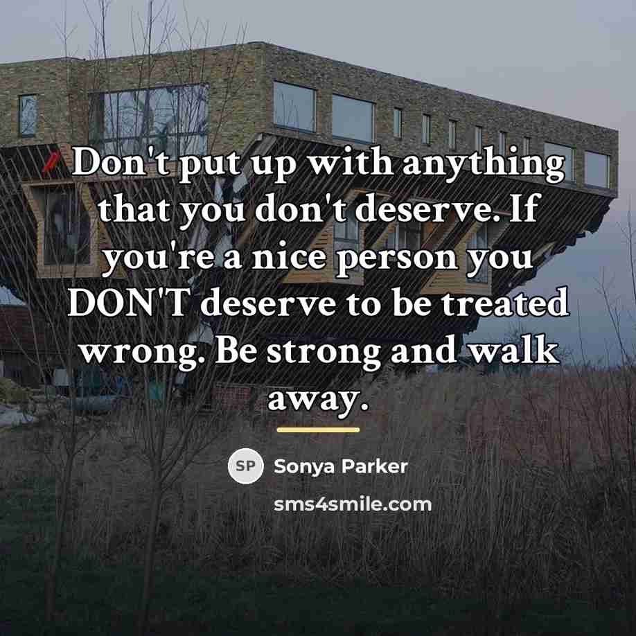 “Don't put up with anything that you don't deserve. If…” quote by Sonya Parker