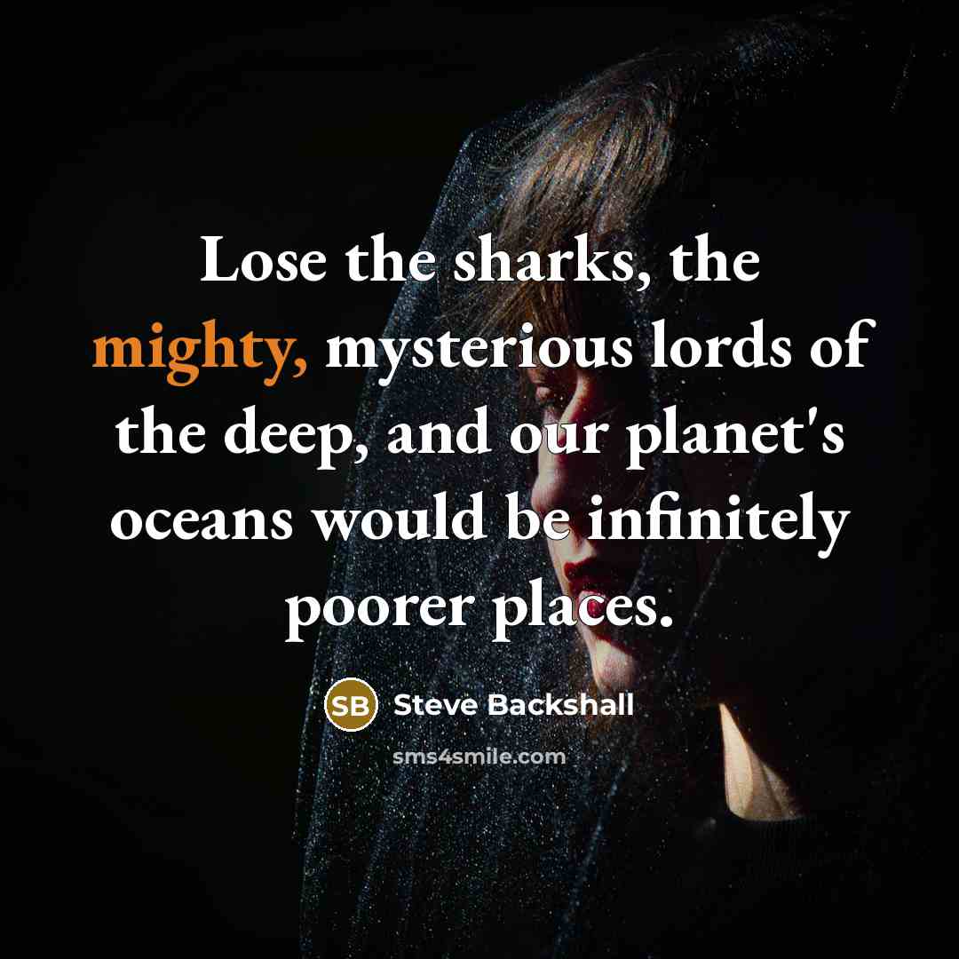 “Lose the sharks, the mighty, mysterious lords of the deep,…” quote by Steve Backshall