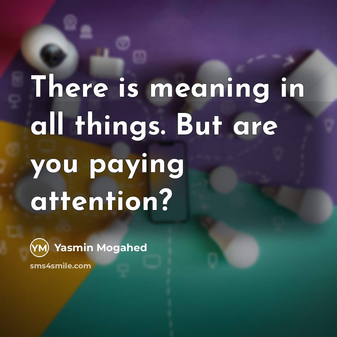 “There is meaning in all things. But are you paying…” quote by Yasmin Mogahed