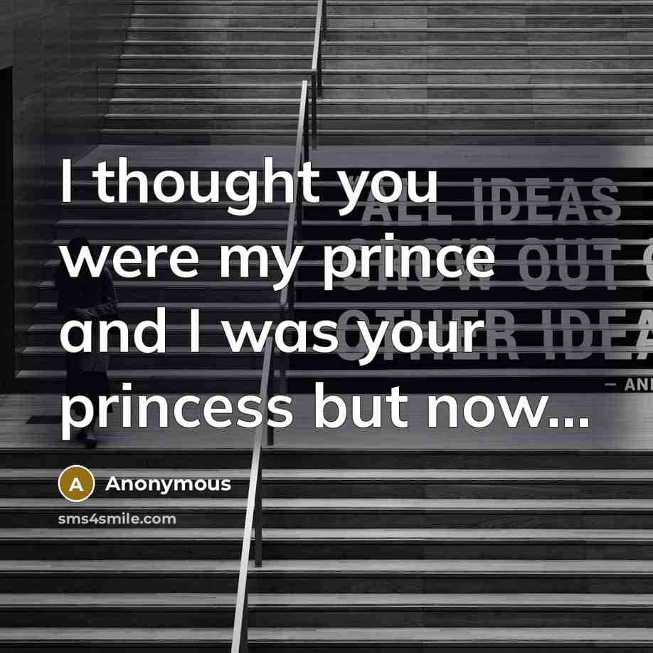 “I thought you were my prince and I was your princess but now…” quote by Anonymous