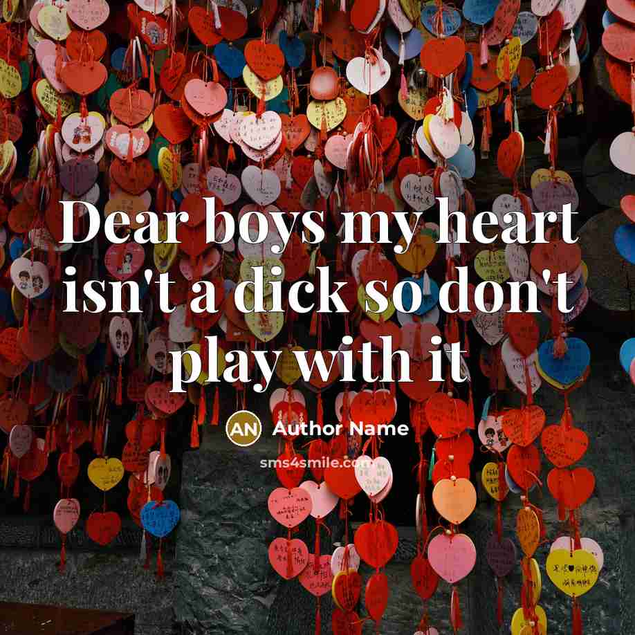 “Dear boys my heart isn't a dick so don't play…” quote by Author Name