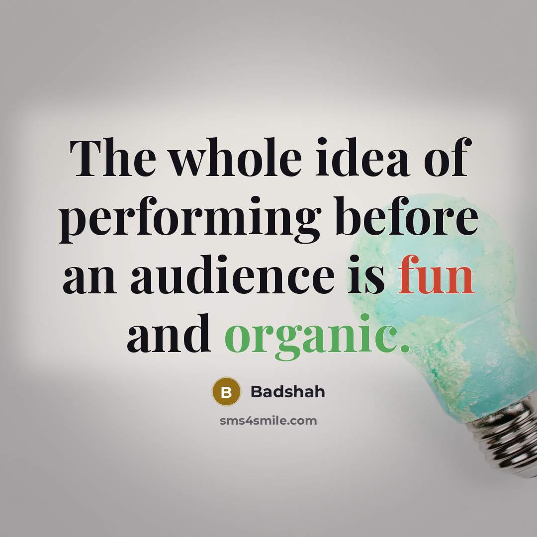 “The whole idea of performing before an audience is fun…” quote by Badshah