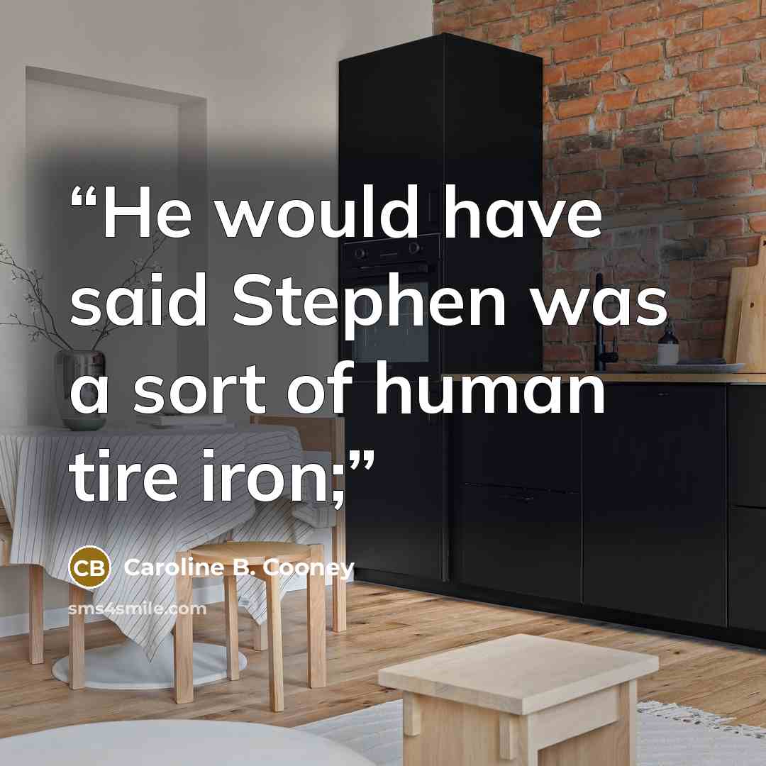 “He would have said Stephen was a sort of human tire iron;” quote by Caroline B. Cooney