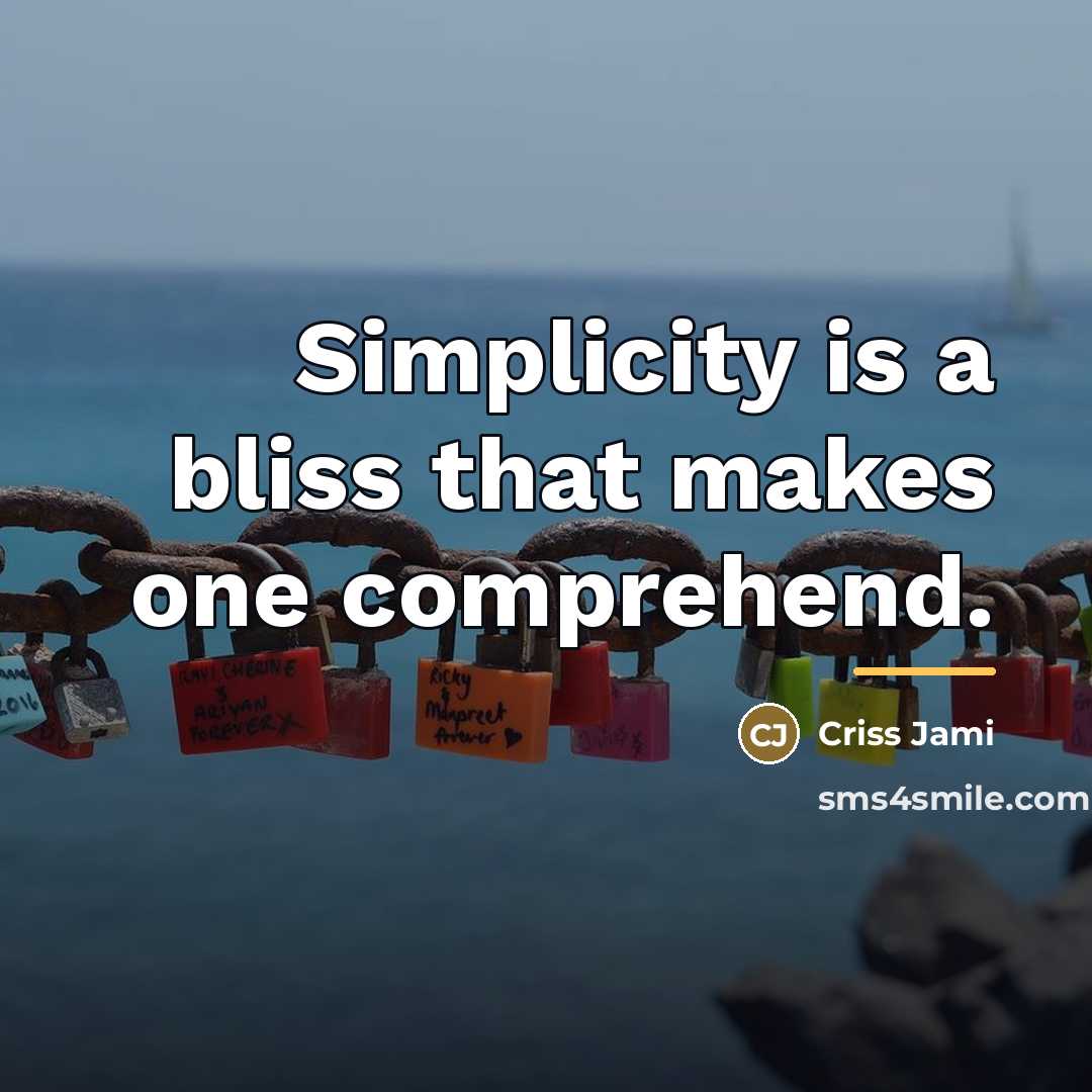 “Simplicity is a bliss that makes one comprehend.…” quote by Criss Jami