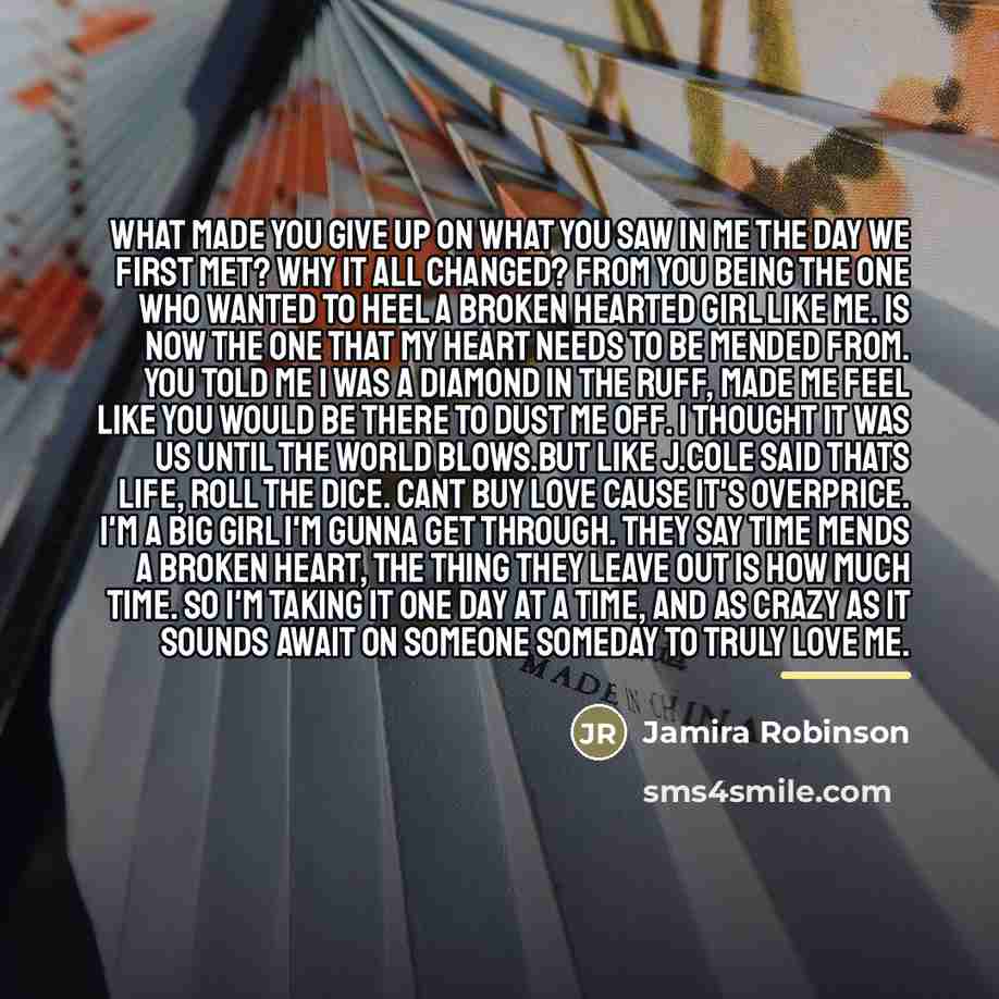 “What made you give up on what you saw in…” quote by Jamira Robinson