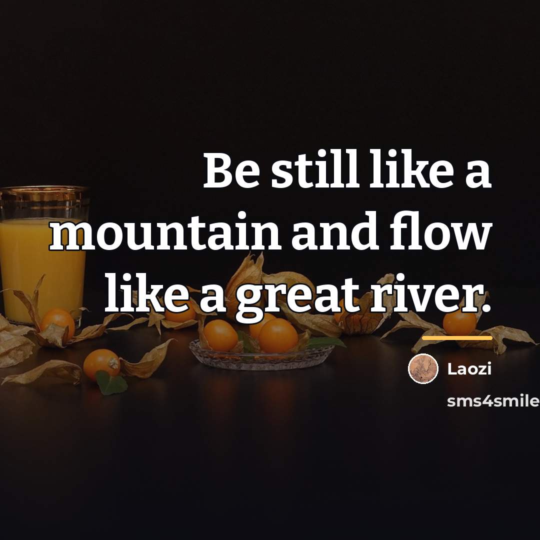 “Be still like a mountain and flow like a great…” quote by Laozi
