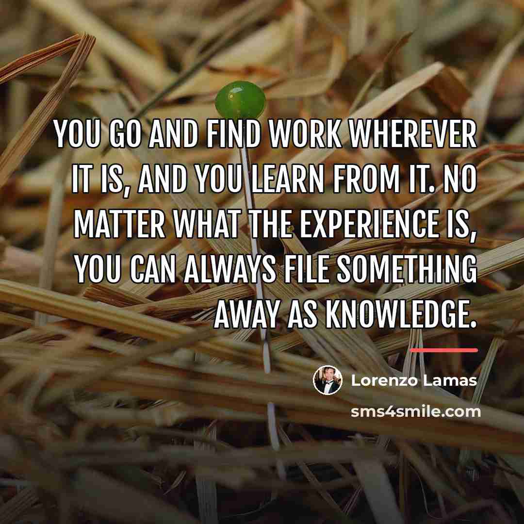 “You go and find work wherever it is, and you…” quote by Lorenzo Lamas