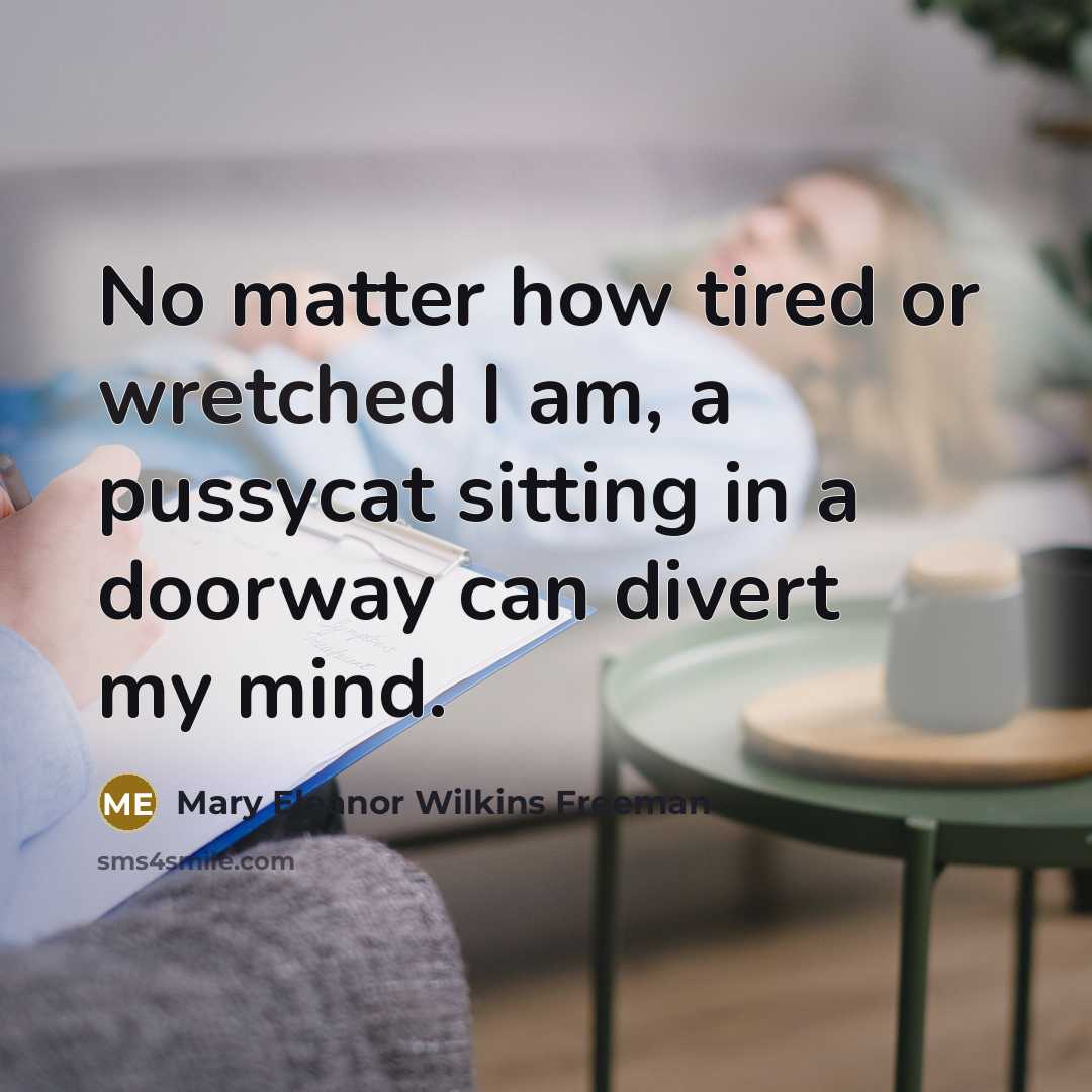 “No matter how tired or wretched I am, a pussycat…” quote by Mary Eleanor Wilkins Freeman