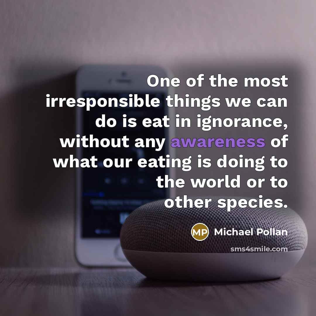 “One of the most irresponsible things we can do is…” quote by Michael Pollan