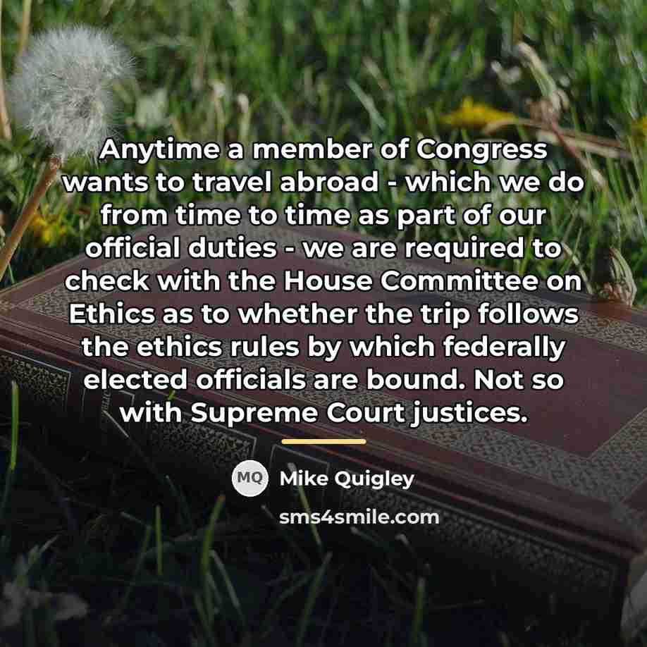 “Anytime a member of Congress wants to travel abroad -…” quote by Mike Quigley