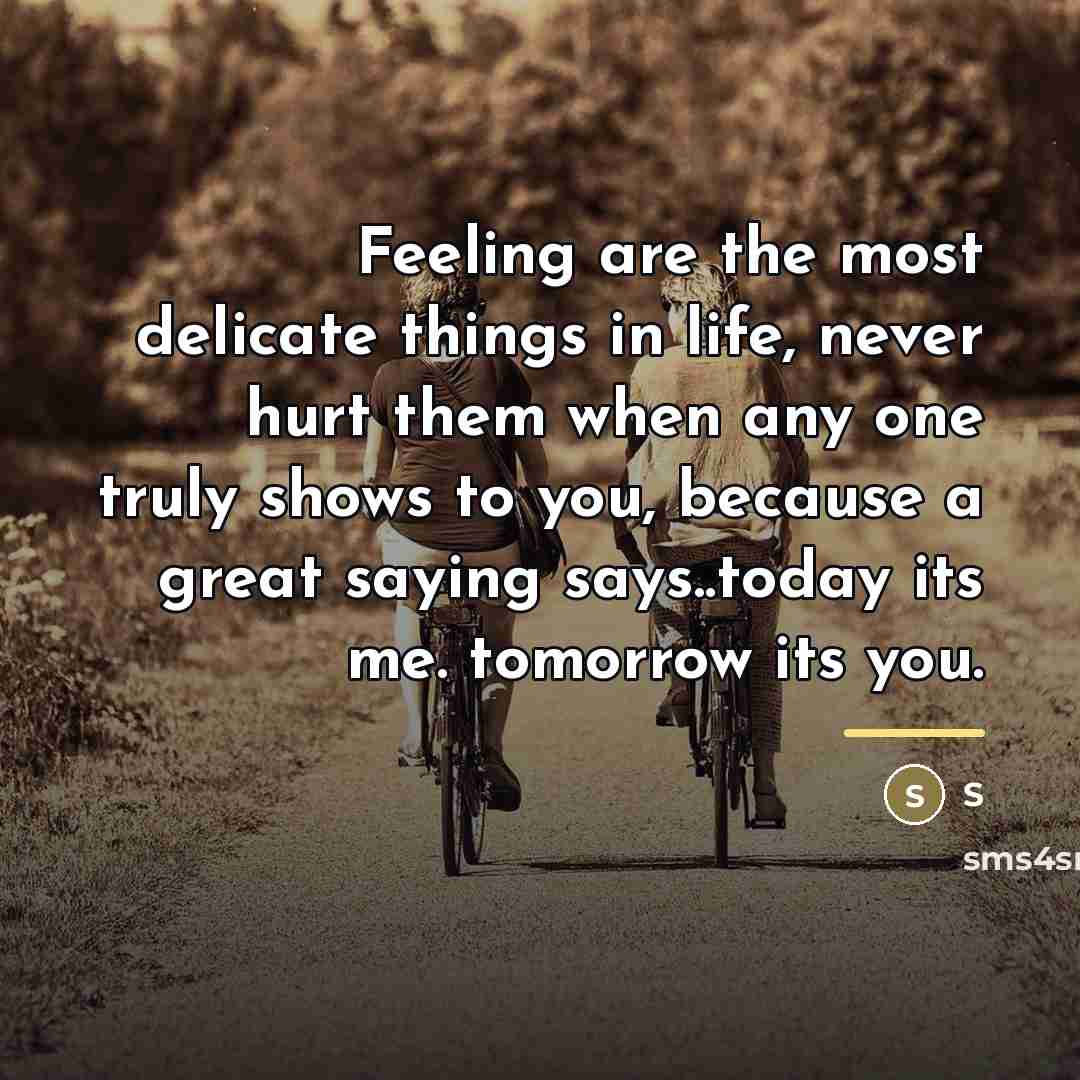 “Feeling are the most delicate things in life, never hurt…” quote by S