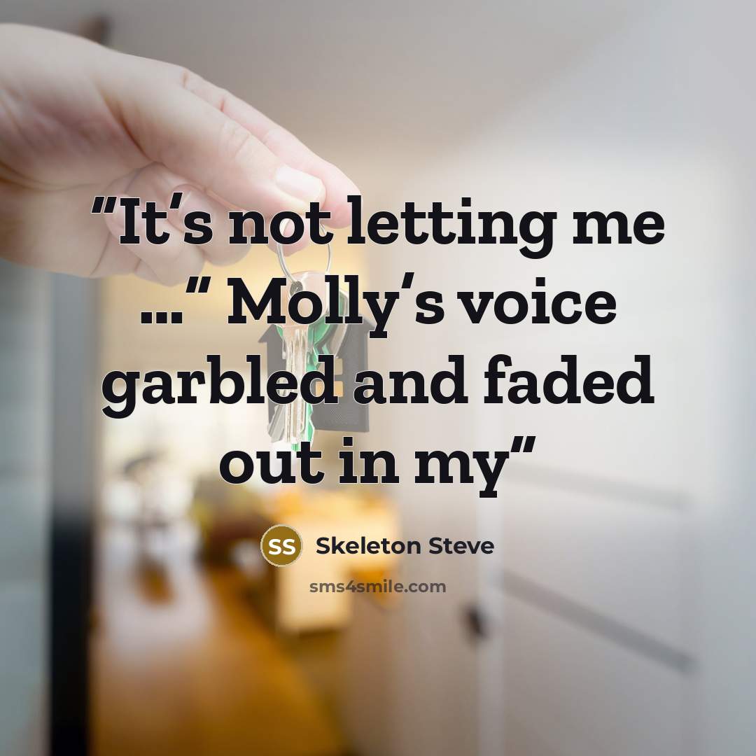 “It’s not letting me …” Molly’s voice garbled and faded out in my” quote by Skeleton Steve