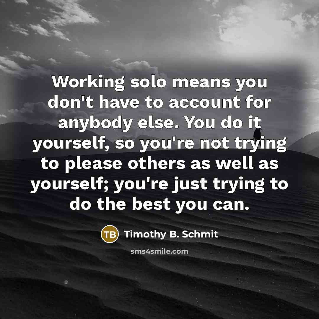 “Working solo means you don't have to account for anybody…” quote by Timothy B. Schmit
