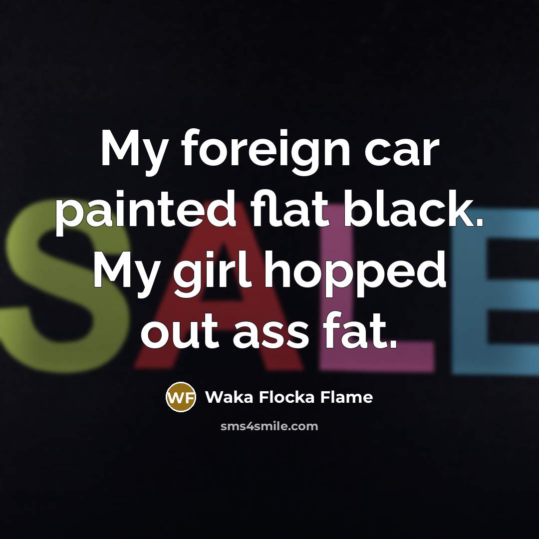 “My foreign car painted flat black. My girl hopped out ass fat.” quote by Waka Flocka Flame