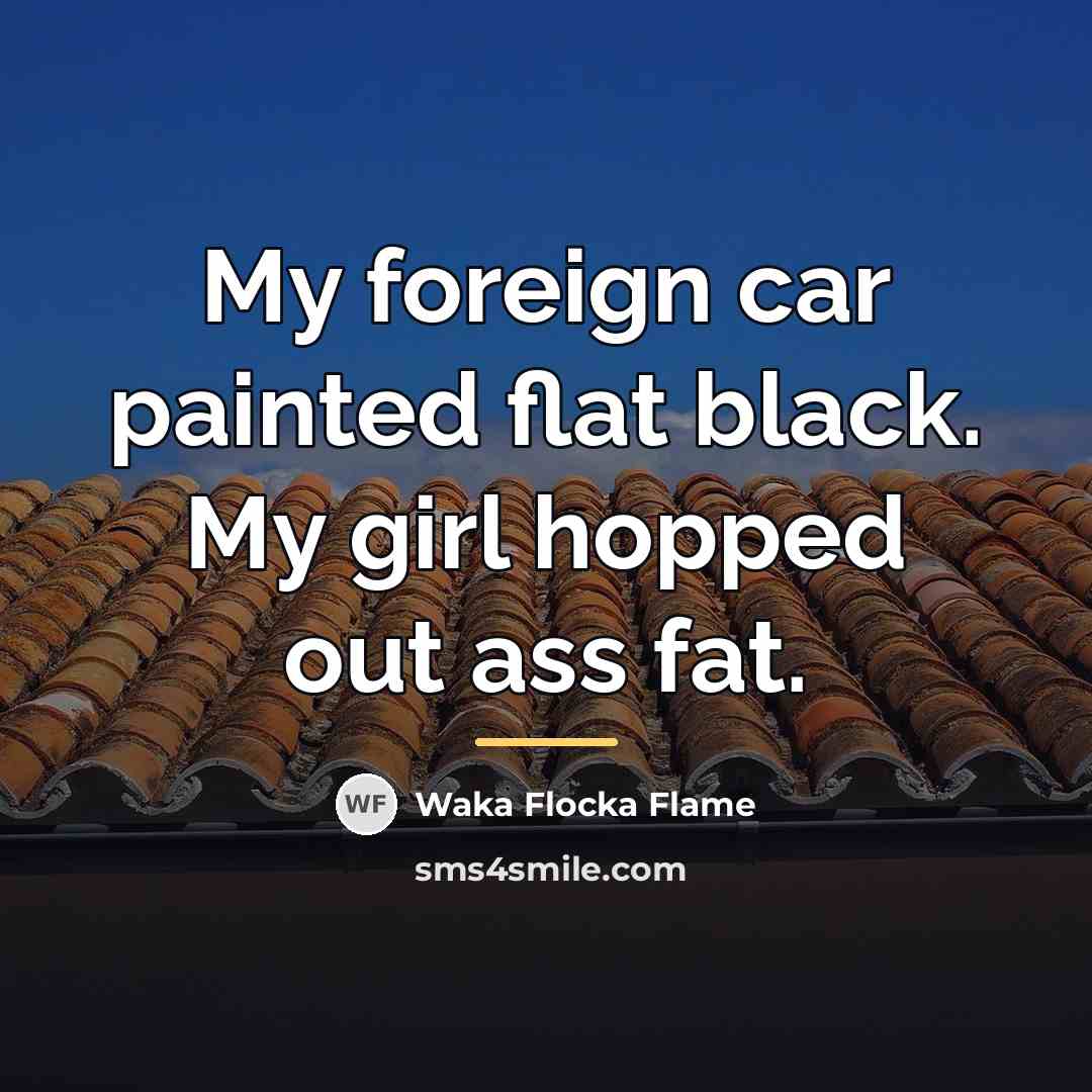 “My foreign car painted flat black. My girl hopped out…” quote by Waka Flocka Flame
