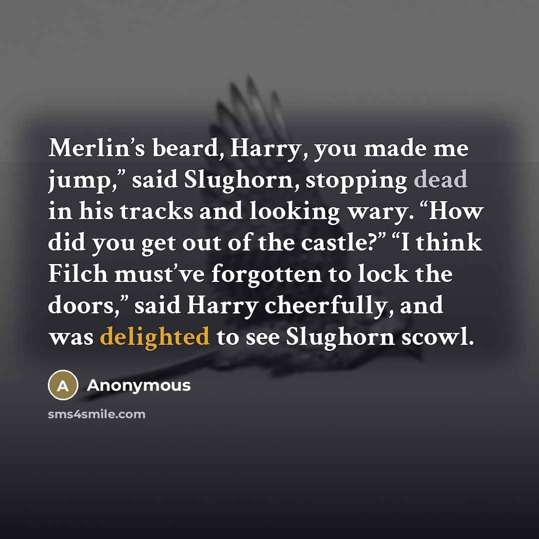 “Merlin’s beard, Harry, you made me jump,” said Slughorn, stopping…” quote by Anonymous