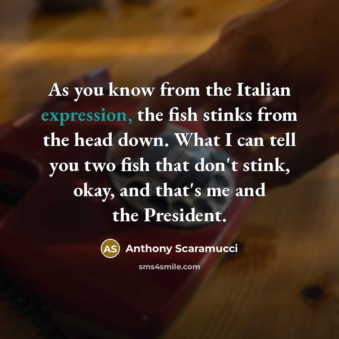 “As you know from the Italian expression, the fish stinks…” quote by Anthony Scaramucci