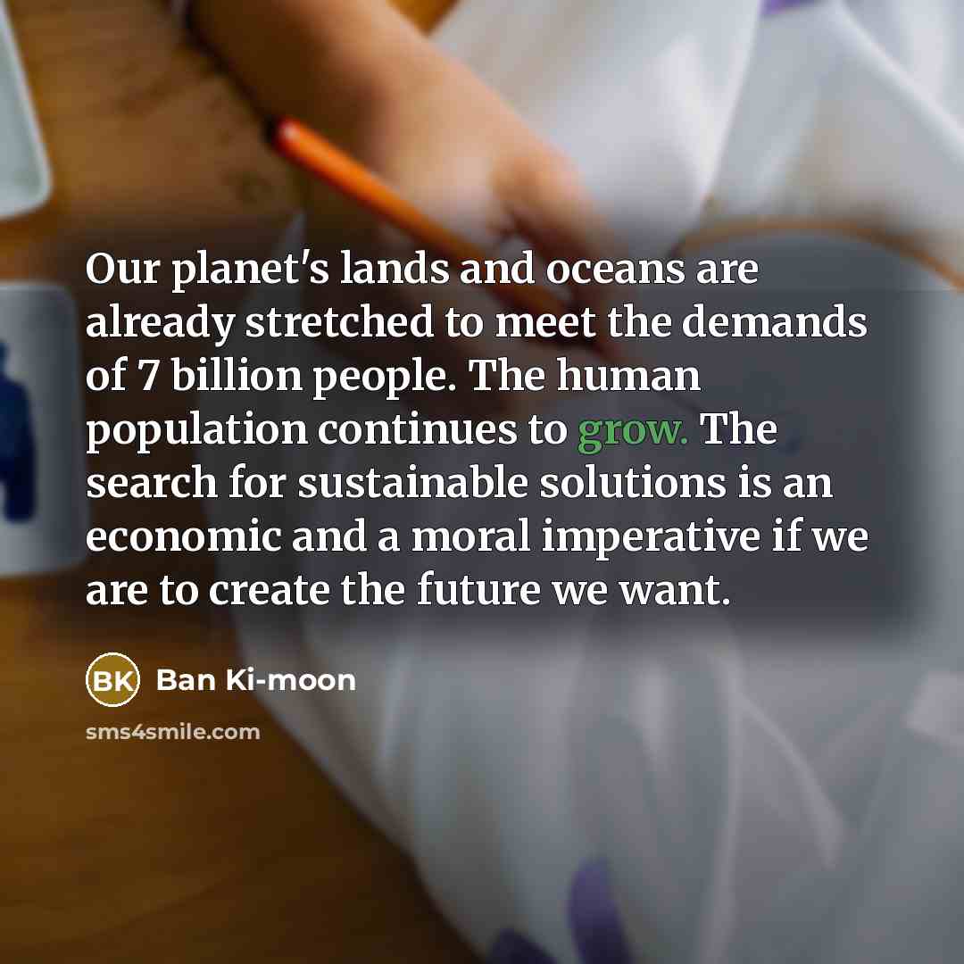 “Our planet's lands and oceans are already stretched to meet…” quote by Ban Ki-moon
