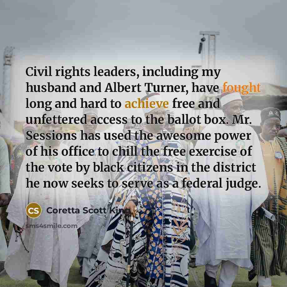“Civil rights leaders, including my husband and Albert Turner, have…” quote by Coretta Scott King