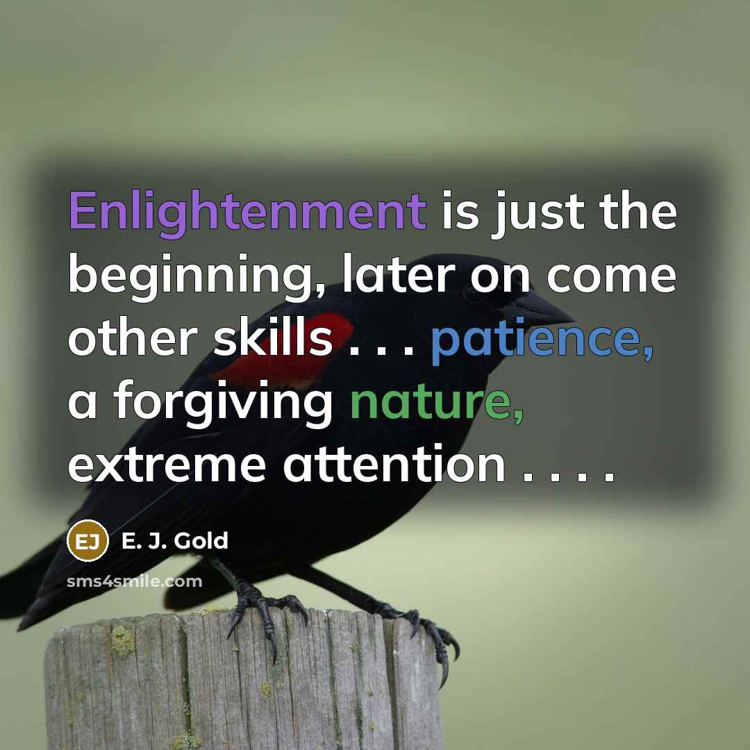 “Enlightenment is just the beginning, later on come other skills…” quote by E. J. Gold
