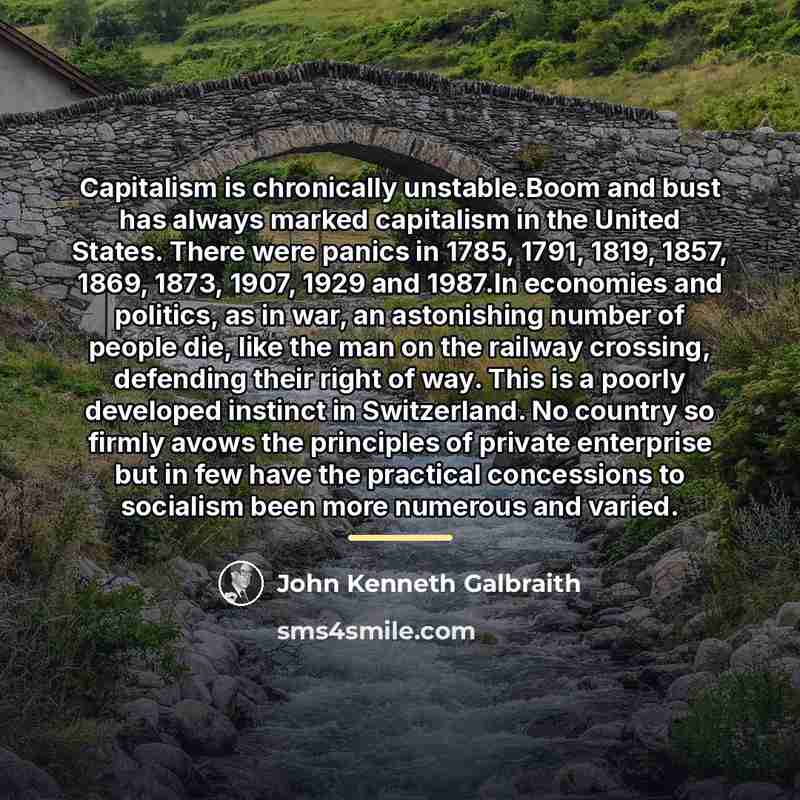 “Capitalism is chronically unstable.Boom and bust has always marked capitalism…” quote by John Kenneth Galbraith
