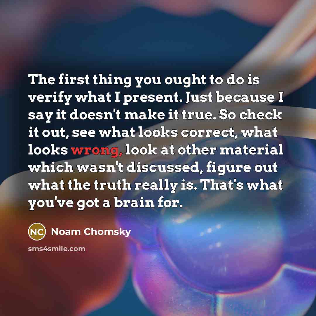 “The first thing you ought to do is verify what…” quote by Noam Chomsky