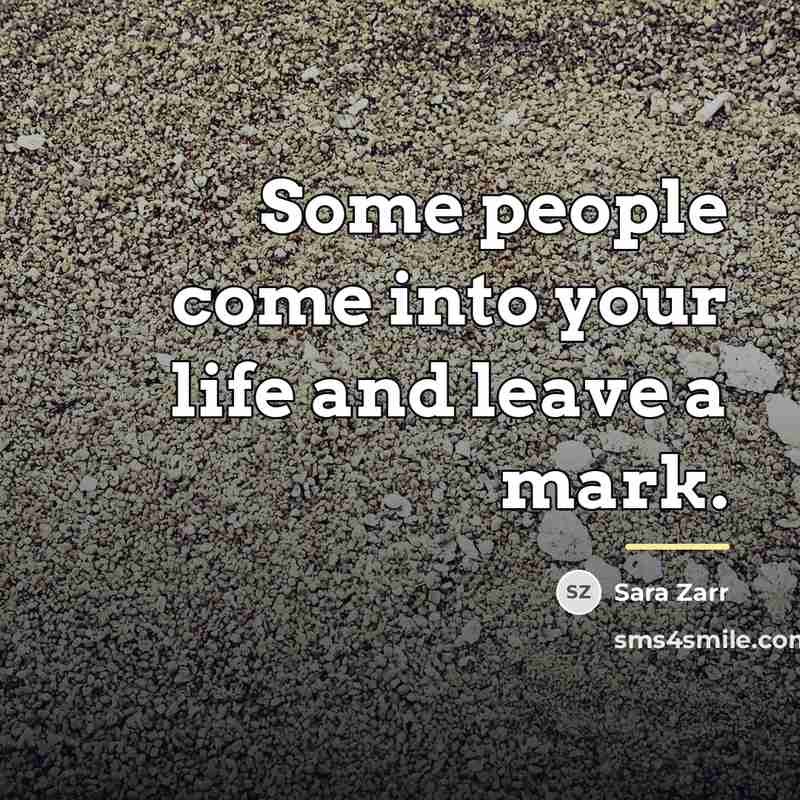 “Some people come into your life and leave a mark.…” quote by Sara Zarr