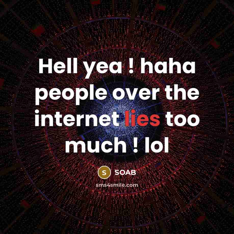 “Hell yea ! haha people over the internet lies too…” quote by SOAB