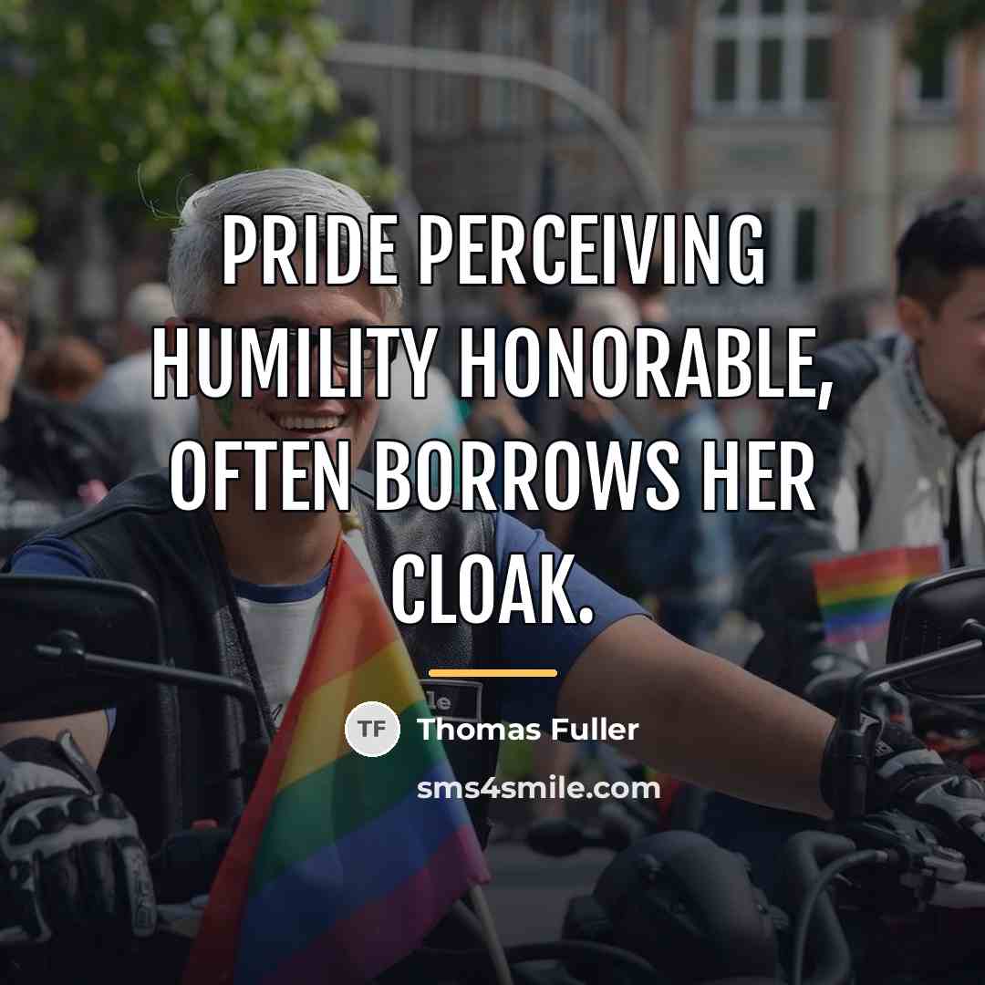 “Pride perceiving humility honorable, often borrows her cloak.…” quote by Thomas Fuller