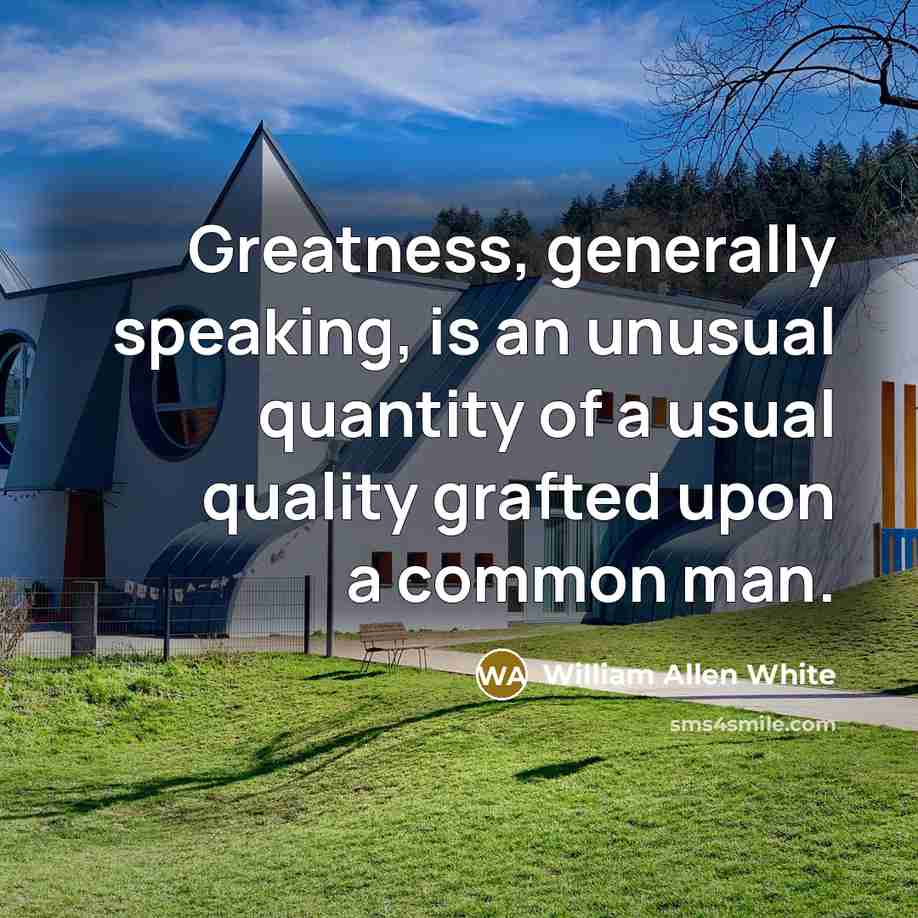 “Greatness, generally speaking, is an unusual quantity of a usual…” quote by William Allen White