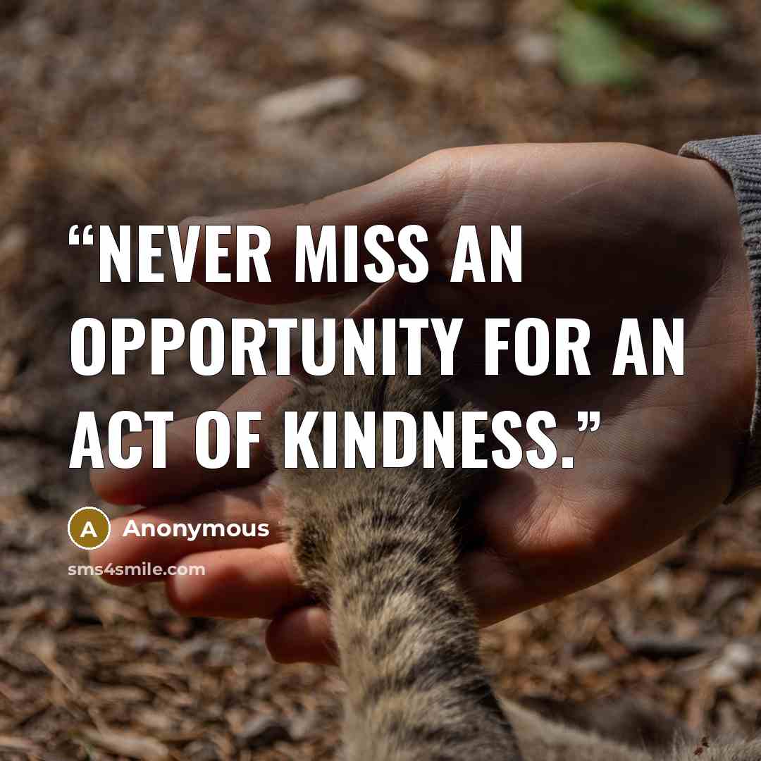 “Never miss an opportunity for an act of kindness.” quote by Anonymous