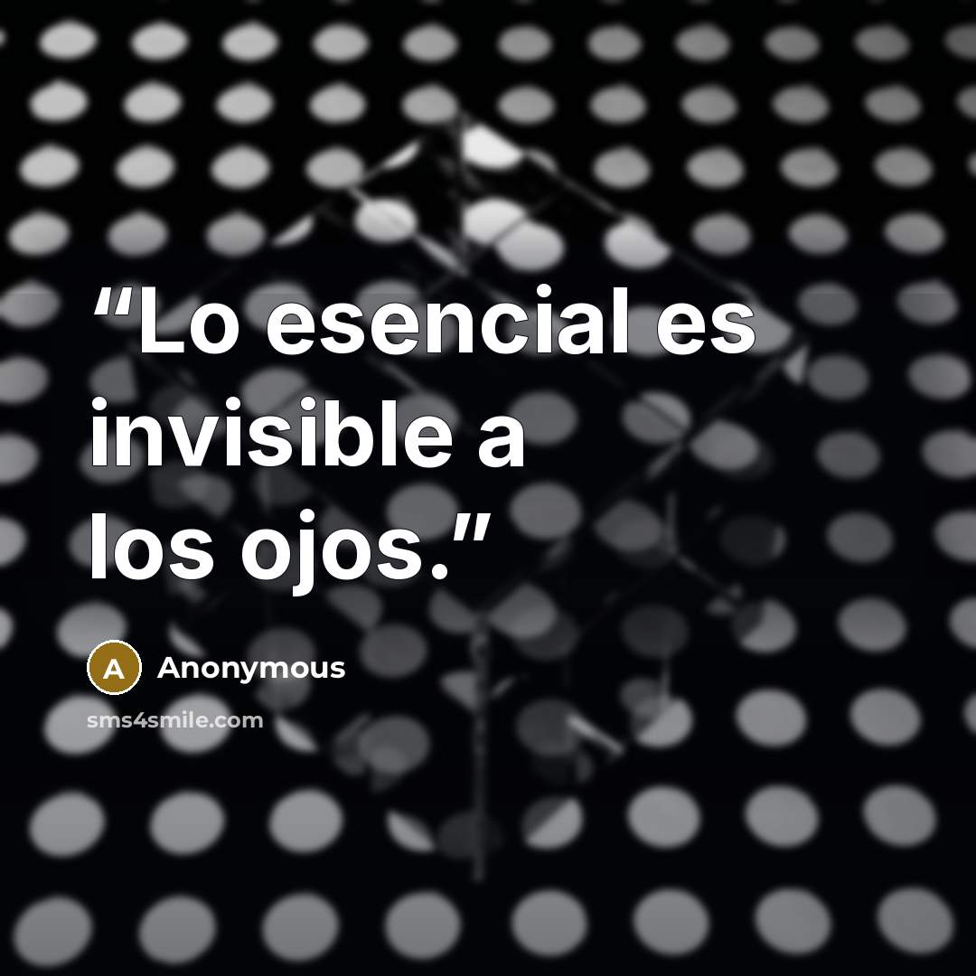 “Lo esencial es invisible a los ojos.” quote by Anonymous
