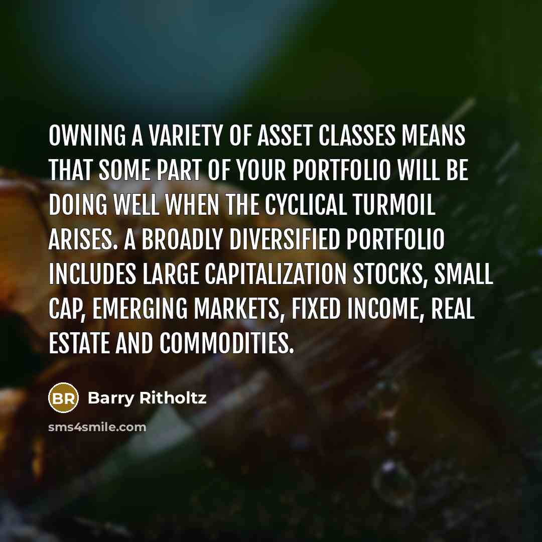 “Owning a variety of asset classes means that some part…” quote by Barry Ritholtz