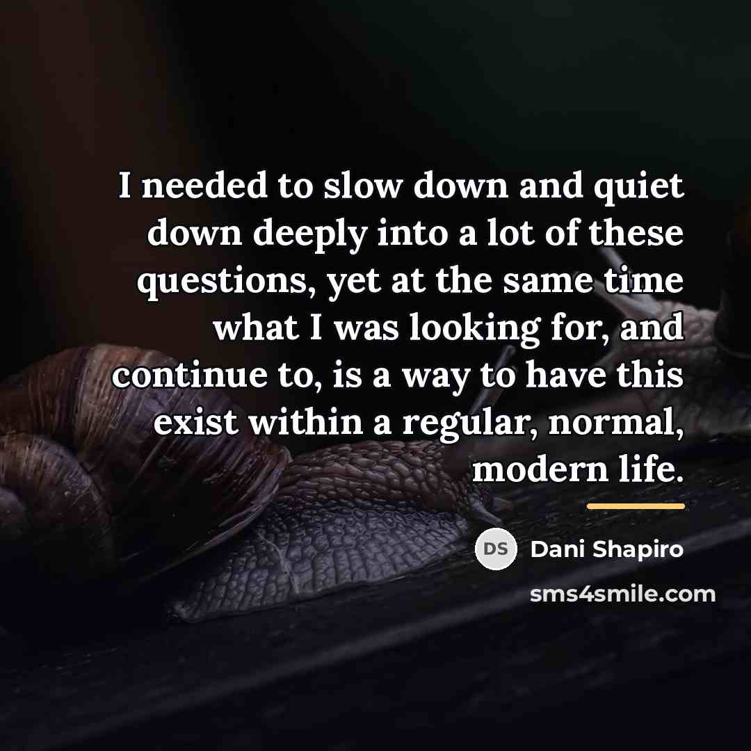 “I needed to slow down and quiet down deeply into…” quote by Dani Shapiro
