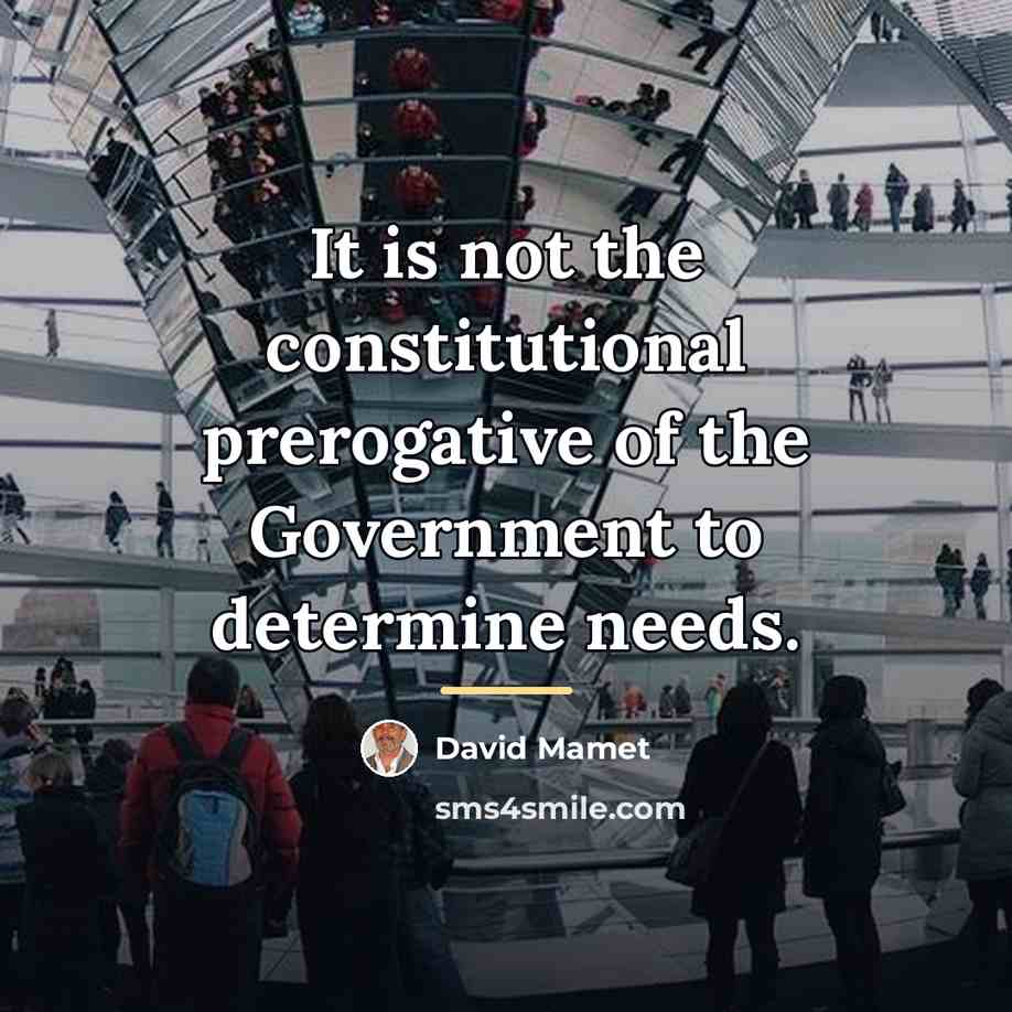 “It is not the constitutional prerogative of the Government to…” quote by David Mamet