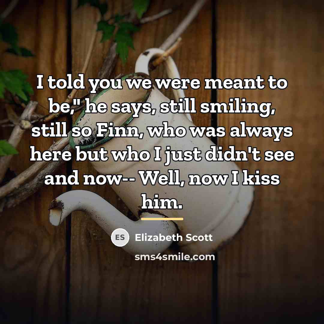 “I told you we were meant to be," he says,…” quote by Elizabeth Scott