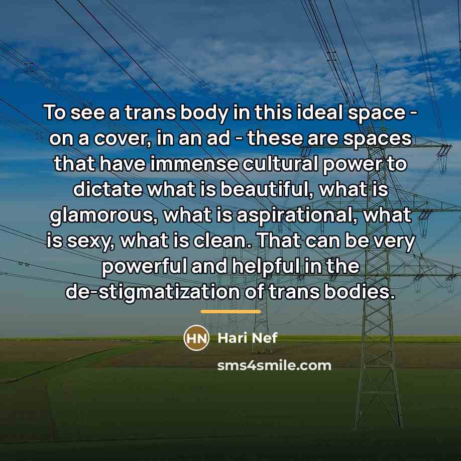 “To see a trans body in this ideal space -…” quote by Hari Nef
