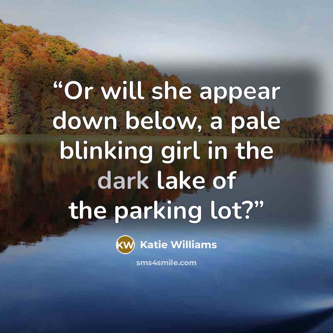 “Or will she appear down below, a pale blinking girl in the dark lake of the parking lot?” quote by Katie Williams