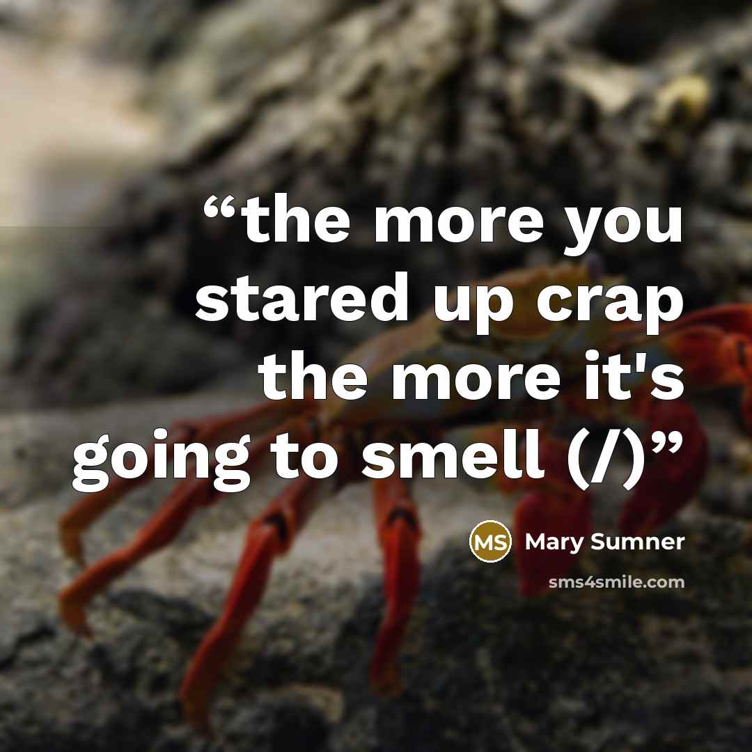 “the more you stared up crap the more it's going to smell (/)” quote by Mary Sumner