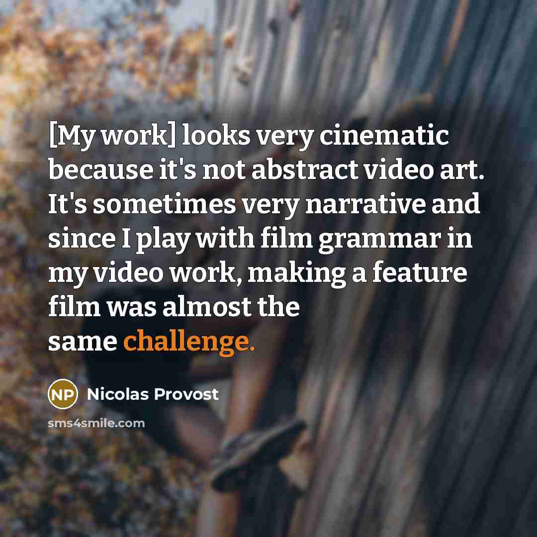 “[My work] looks very cinematic because it's not abstract video…” quote by Nicolas Provost